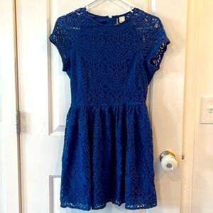 H&M Blue Lace Dress Sz 12